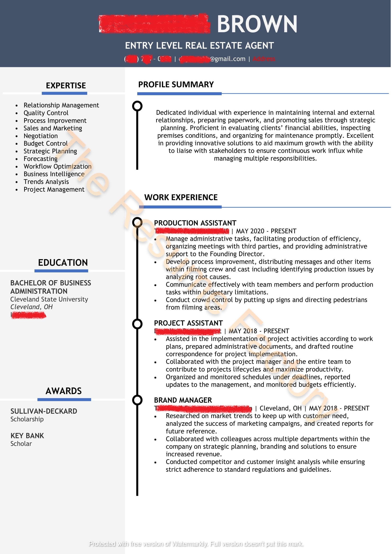 real estate resume summary of qualifications